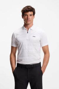 Slim-fit polo van katoen bedrukt met patroon, Wit