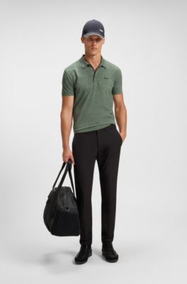 Stretch-cotton polo shirt with all-over print, Green