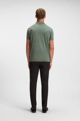 Stretch-cotton polo shirt with all-over print, Green
