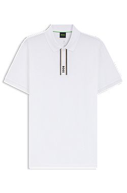 Paddy polo shirt with striped placket and logo