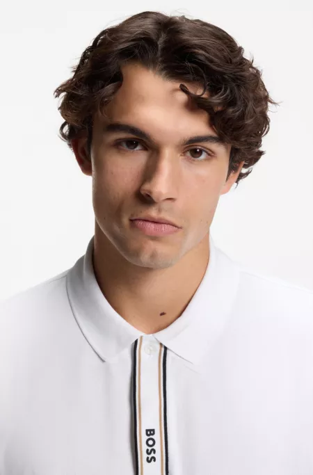 Paddy polo shirt with striped placket and logo