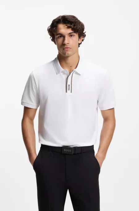 Paddy polo shirt with striped placket and logo