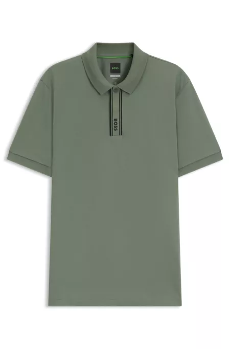 Paddy polo shirt with striped placket and logo