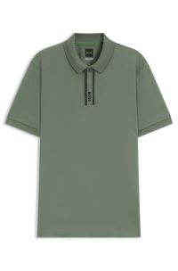 Paddy polo shirt with striped placket and logo, Green