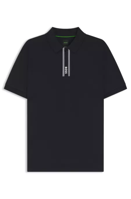 Paddy polo shirt with striped placket and logo