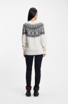 BOSS Ski sweater with jacquard pattern, White Patterned
