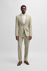 Costume Slim en tissu stretch à micro motif, Beige