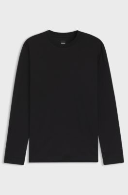 Mercerised-cotton T-shirt with micro pattern, Black