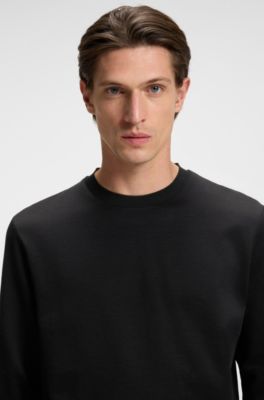 Mercerised-cotton T-shirt with micro pattern, Black