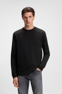 Mercerised-cotton T-shirt with micro pattern, Black