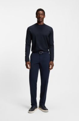 Mercerised-cotton T-shirt with micro pattern, Dark Blue