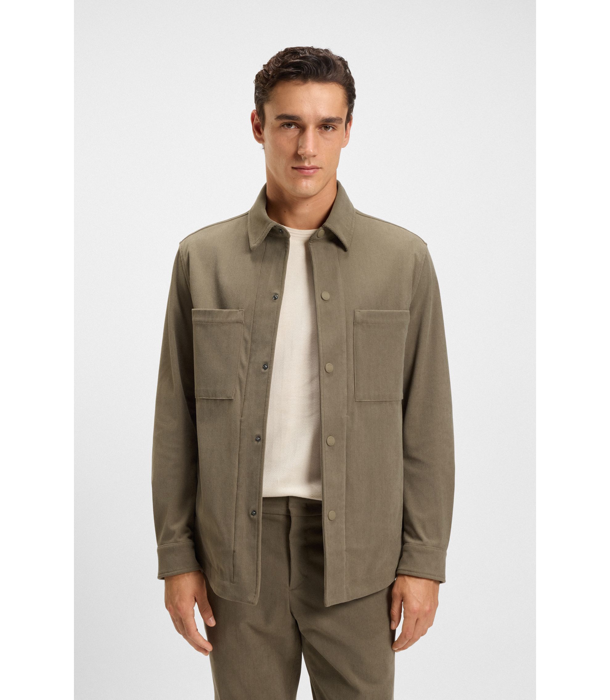 HUGO BOSS ジャケット BOSS - Relaxed-fit jacket in performance corduroy - Light Brown