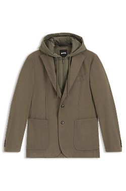 Slim-fit jacket with integrated hoodie