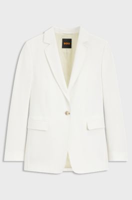 Regular-fit blazer in stretch crepe, Natural