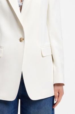 Regular-fit blazer in stretch crepe, White