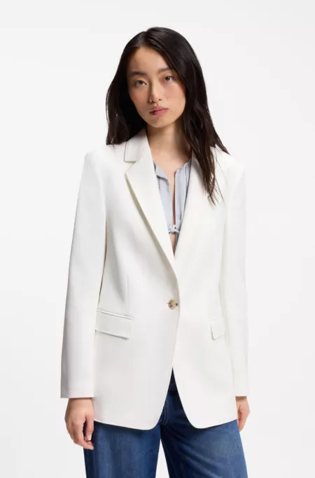 Regular-fit blazer in stretch crepe