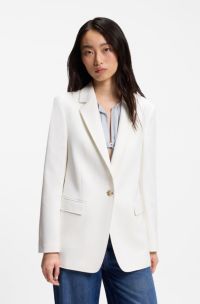 Regular-fit blazer in stretch crepe, White
