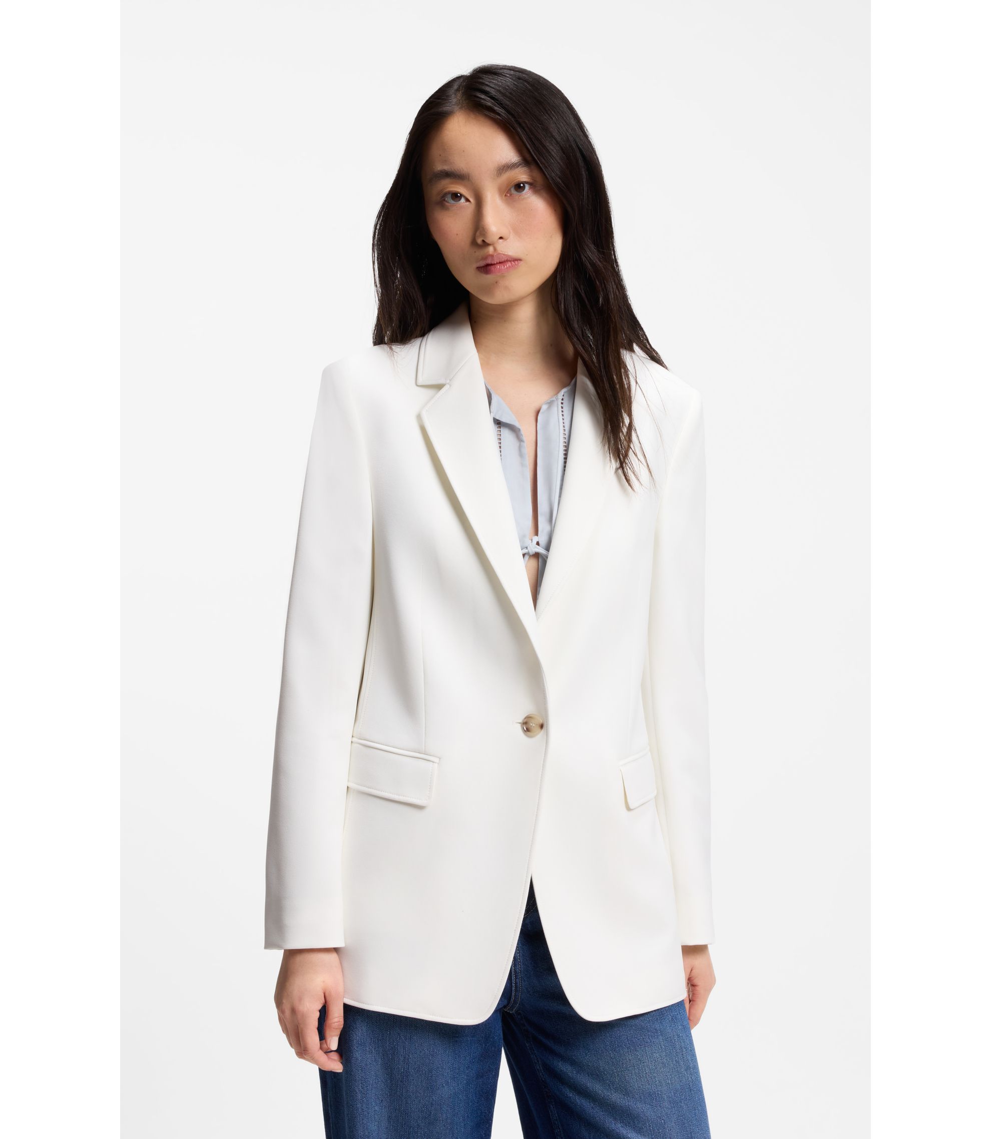 Regular-Fit Blazer aus Stretch-Crêpe