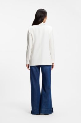 Regular-fit blazer in stretch crepe, Natural