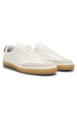 BOSS BY BECKHAM trainers in leather and suede, White