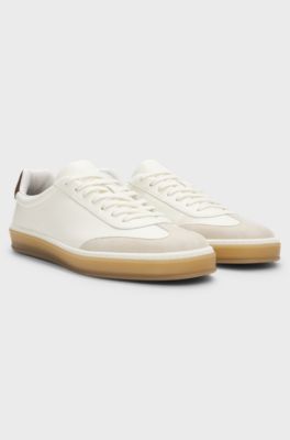 BOSS BY BECKHAM trainers in leather and suede, Natural