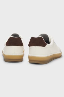 BOSS BY BECKHAM trainers in leather and suede, Natural