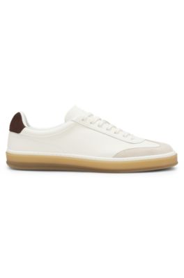 BOSS BY BECKHAM trainers in leather and suede, Natural