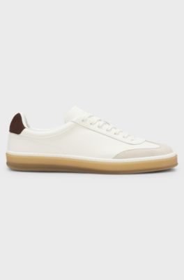 BOSS BY BECKHAM trainers in leather and suede, Natural