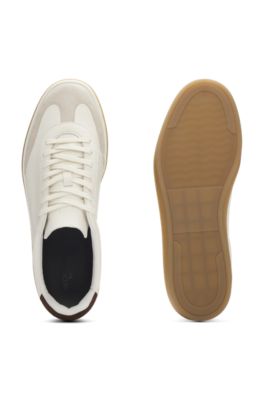 BOSS BY BECKHAM trainers in leather and suede, Natural