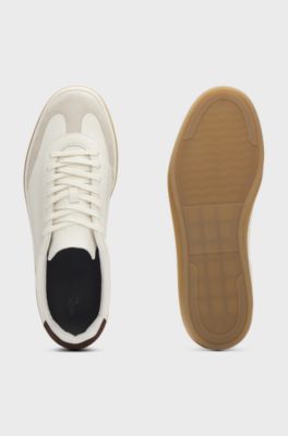 BOSS BY BECKHAM trainers in leather and suede, Natural