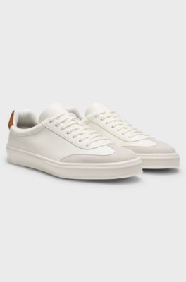 BOSS BY BECKHAM trainers in leather and suede, White