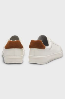 BOSS BY BECKHAM trainers in leather and suede, Natural