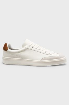 BOSS BY BECKHAM Sneakers aus Leder und Veloursleder, Wei&szlig;