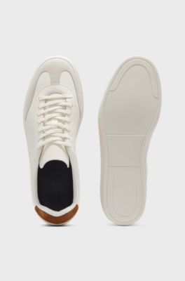 BOSS BY BECKHAM trainers in leather and suede, White