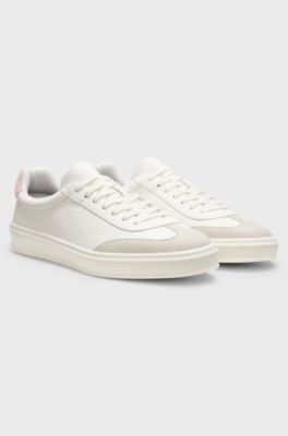 BOSS BY BECKHAM trainers in leather and suede, Natural