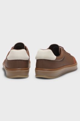 BOSS BY BECKHAM Sneakers aus Leder und Veloursleder, Braun