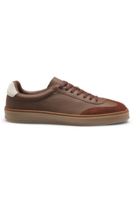 BOSS BY BECKHAM trainers in leather and suede, Brown
