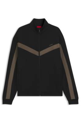 Relaxed-fit zip-up sweatshirt with chevron tape 1