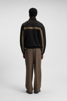 Relaxed-fit zip-up sweatshirt with chevron tape, Black