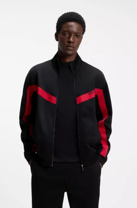 Relaxed-fit zip-up sweatshirt with chevron tape