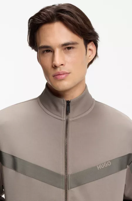 Relaxed-fit zip-up sweatshirt with chevron tape