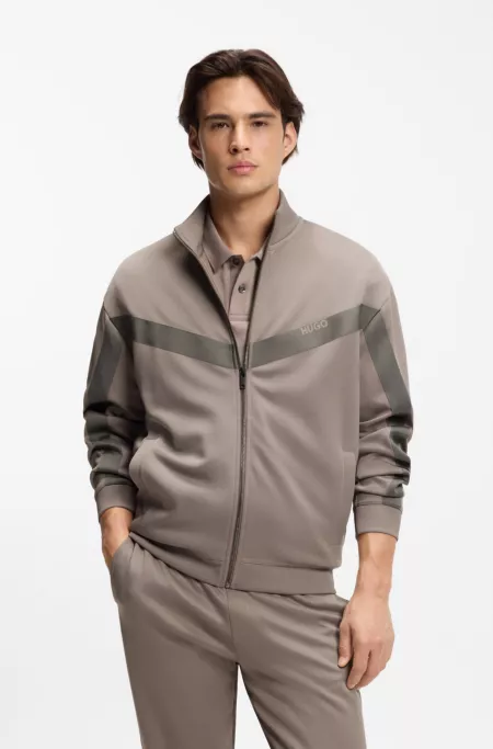 Relaxed-fit zip-up sweatshirt with chevron tape