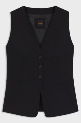 Adjustable waistcoat in stretch crepe, Black