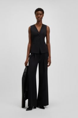 Gilet ajustable en cr&ecirc;pe stretch, Noir