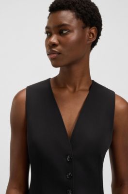 Adjustable waistcoat in stretch crepe, Black