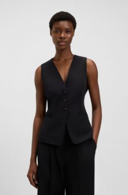 Adjustable waistcoat in stretch crepe, Black