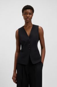 Adjustable waistcoat in stretch crepe, Black