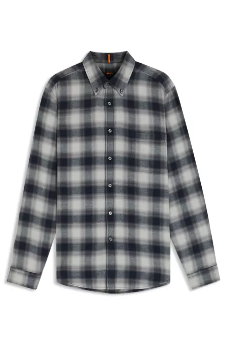 Regular-fit shirt in cotton flannel