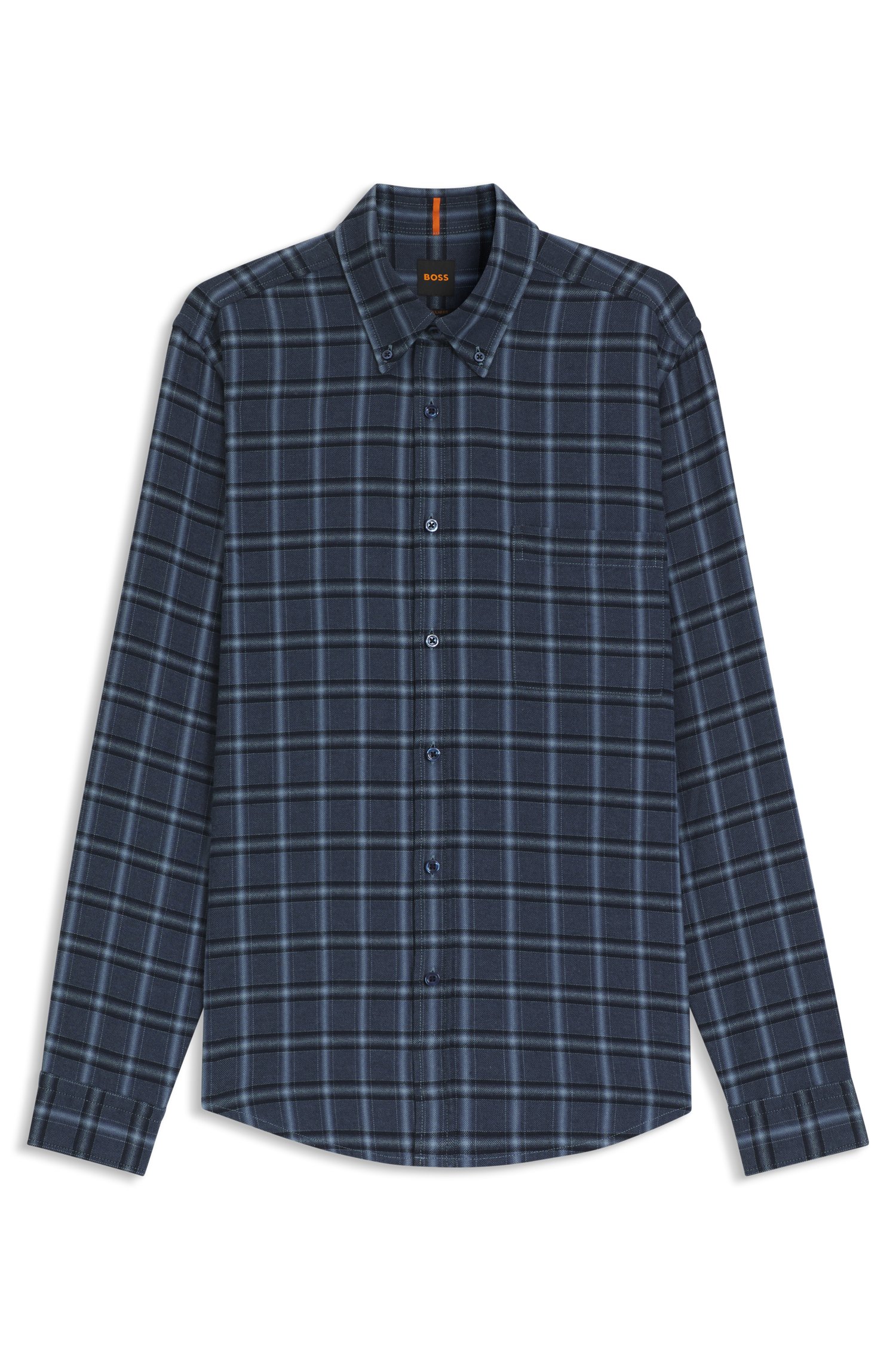 Boss Regular-fit shirt in cotton flannel skjortor & blusar herr