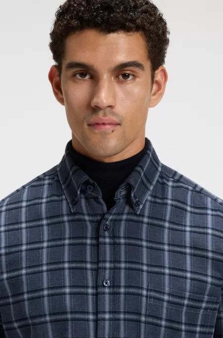 Regular-fit shirt in cotton flannel